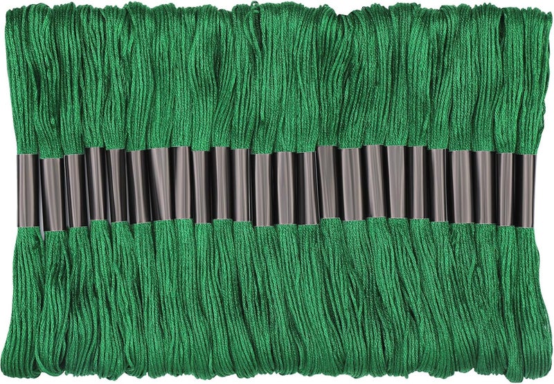 Dercuy 24 Skeins Green Embroidery Floss, Embroidery Thread, Friendship Bracelet String with Floss Bobbins, Cross Stitch for DIY Making, Embroidery Crafts - Image 1
